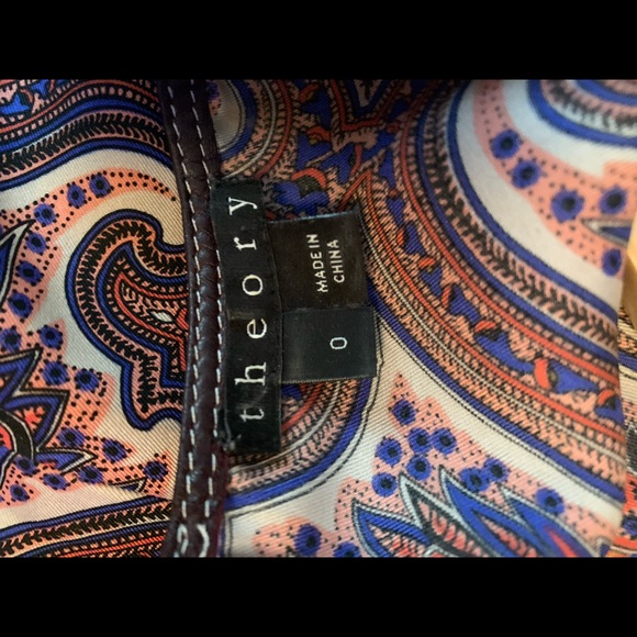 Theory dress! Excellent Condition, 100% Silk 100% Lamb Leather edging, paisley - Picture 2 of 3